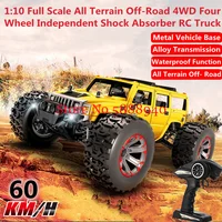 1:10 60KM/H High-Speed All Terrain Off-Road RC Truck 4WD Metal Chassis Off Road 45° Climb Waterproof Radio Control Racing Car 1