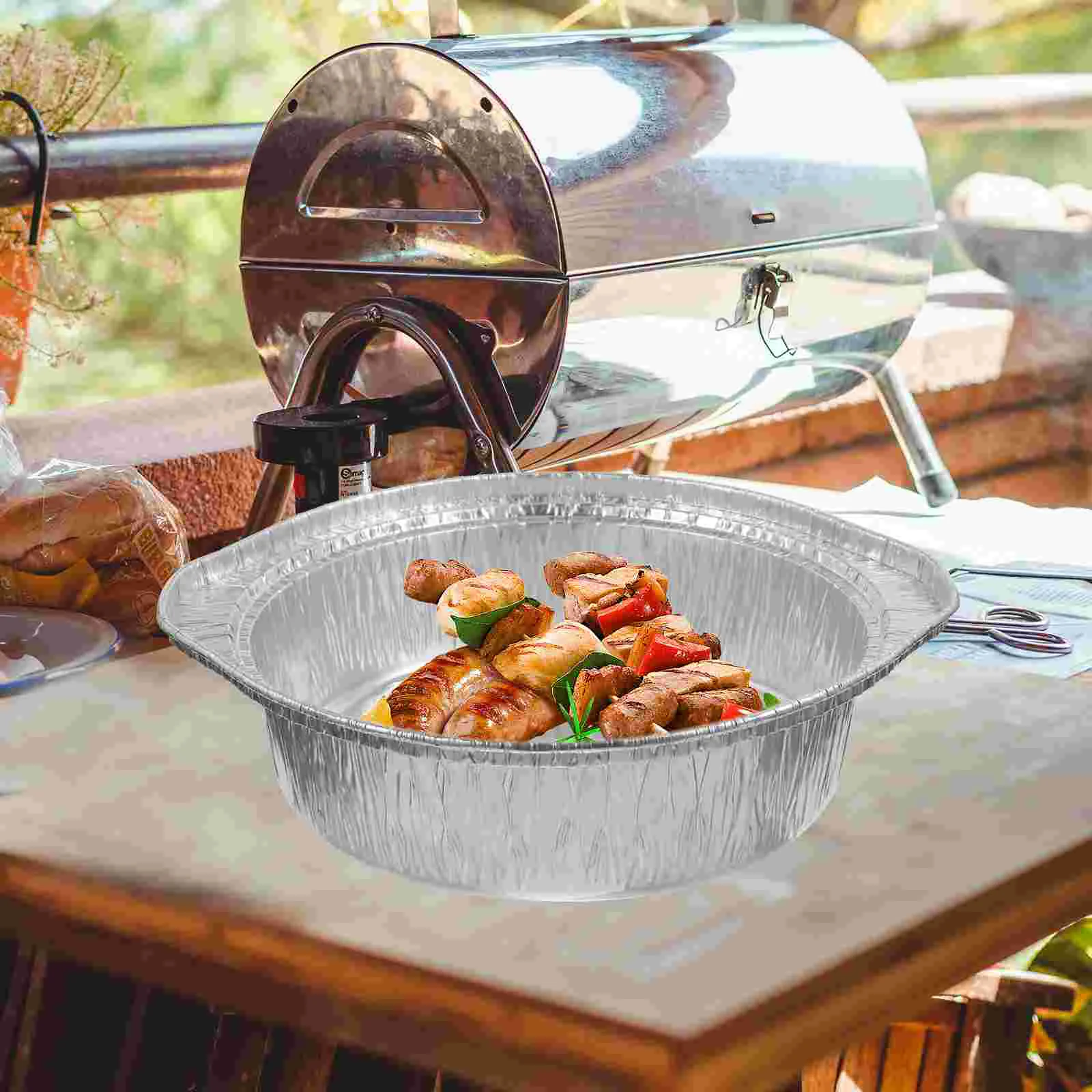 6 Pcs Tinfoil Cup Barbecue Aluminum Pot with Lid Thick Food Air Fryer Airfryer Small Covered Baking Saucepans