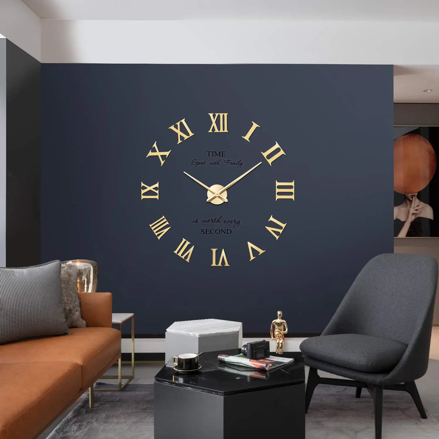 Orologio da parete fai-da-te, specchio 3D senza cornice, grande formato, silenzioso, adesivi per la decorazione del soggiorno e della casa | Leroy Merlin