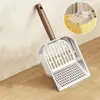 Stainless Steel Cat Litter Scoop Long Handled Hollow Design Pet Waste Picker with Hanging Hook Easy Clean Kitten Poop Scooper