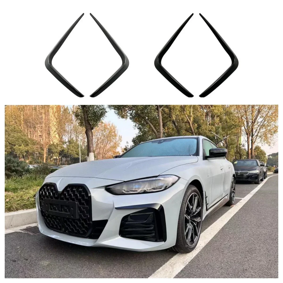 

Both Side Canards Decoration Cover Trim Front Bumper Splitter for BMW 4 Series G26 M Sport 2020+ Accessories Car Styling
