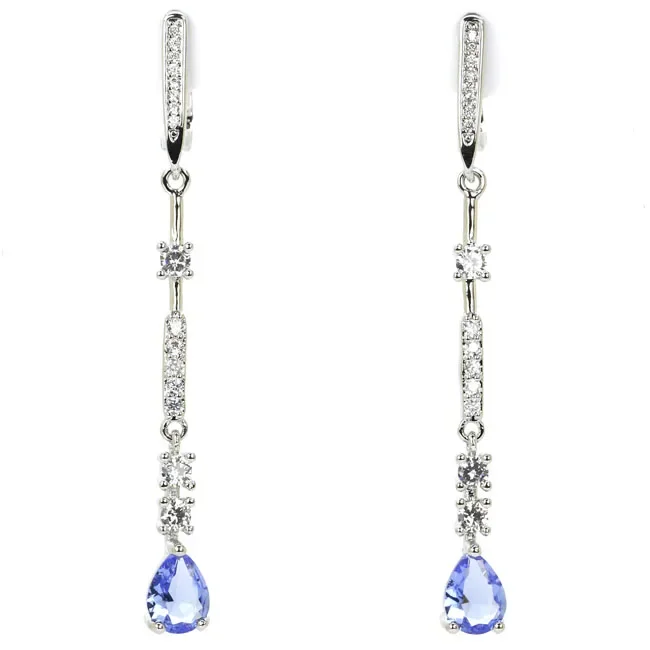4g 925 SOLID STERLING SILVER Earrings Red Ruby Smoky Topaz Tanzanite Violet Topaz Violet Tanzanite White CZ Woman's Present