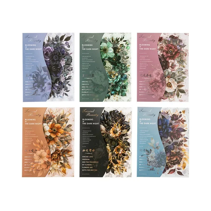 Dark Style Flower Sticker Dark Night Bloom Collection Shadow Moon School Supplies Pack Scrapbook cut 151*101mm 20Pcs