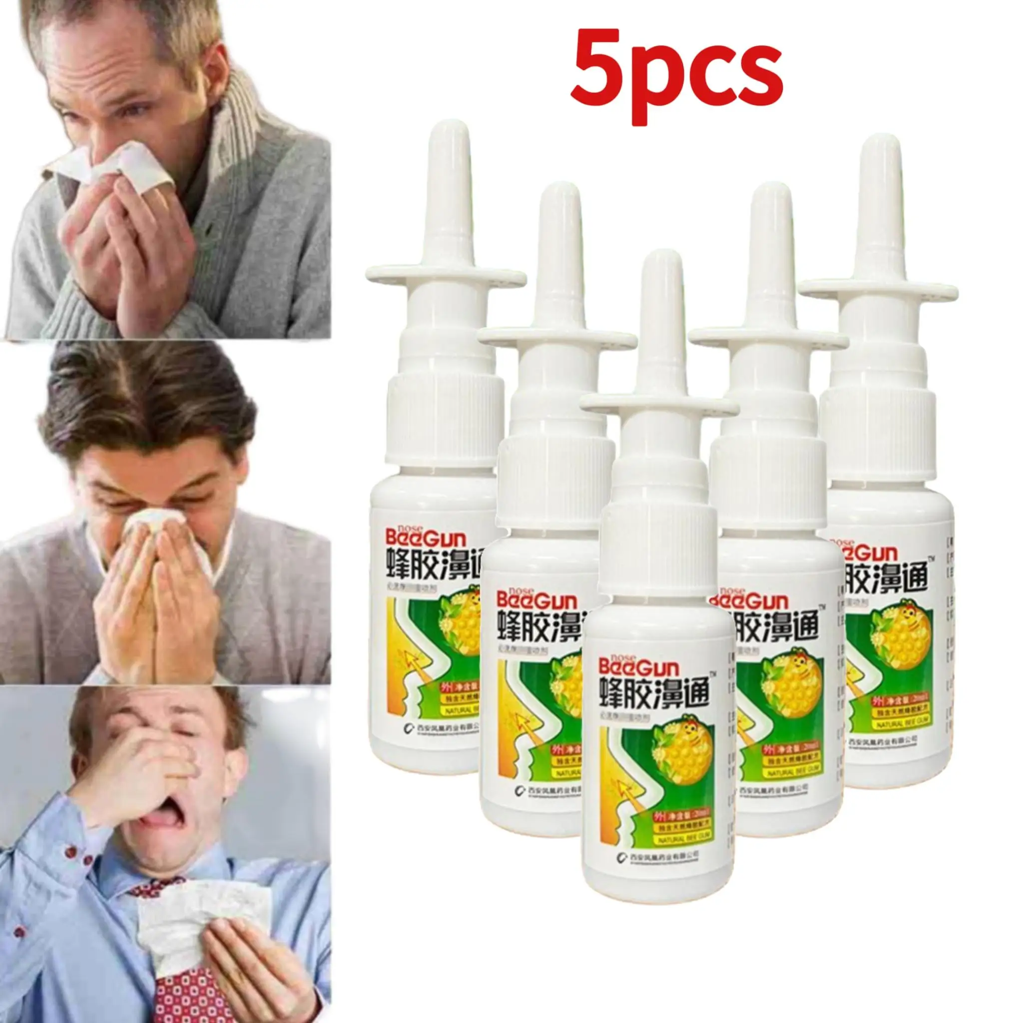 Bee Gun Nose Spray Propolis Herbal Nasal Chronic Rhinitis Sinusforte Sinusitis Spray on Herbs Nose Drops Treatment Care 5pcs