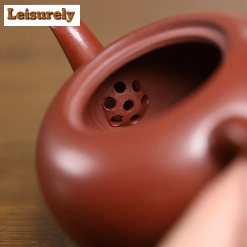 140ml High-end Yixing Purple Clay Teapots Handmade Ballpoint Pot Raw Ore Red Leather Dragon Mud Kettle Zisha Tea Set Drinkware