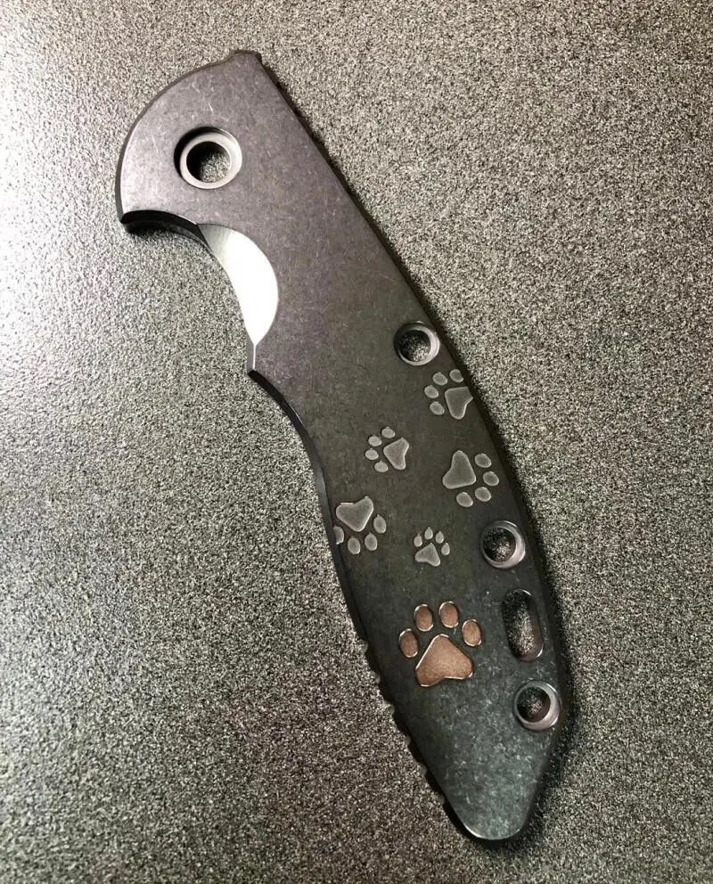 

1Pc Custom Made Inlaid Bear Claw TC4 Patch for Rick Hinderer Knives XM18 3.5 Knives DIY Accessories