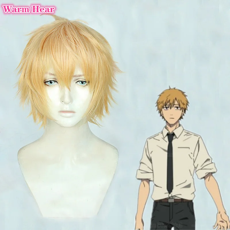 IMEYLE Denji Boy Cosplay Wig Short Blonde Wig Golden Wavy Wig  with Bangs Yellow Curly Wig Men Synthetic Wig for Anime Halloween Costume  Party + Wig Cap : Clothing, Shoes 