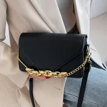 

Black Chain Messenger Bag Ladies Luxury Pu Leather Handbags Casual Small Flap Shoulder Bag Women's Brand Designer Crossbody Bag