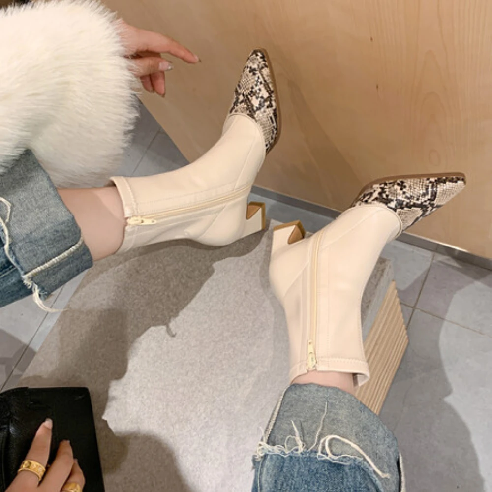 

European and American style genuine leather short boots for women and ankle boots, new slim boots with high heels womens boots