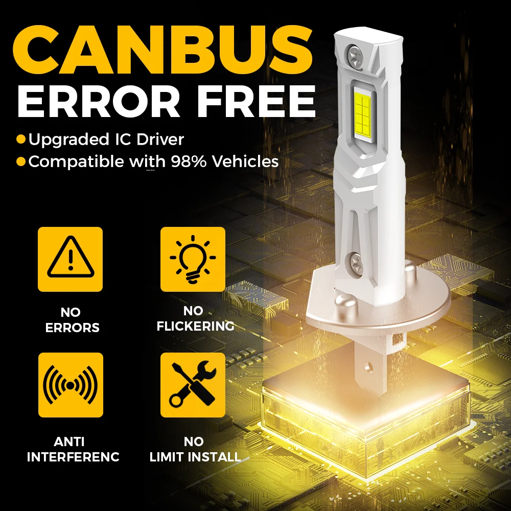 BMTxms 2Pcs Canbus H1 LED 헤드라이트 미니 사이즈 디자인 무선 팬리스 자동차 LED 램프 CSP 칩 화이트 포드 피에스타 포커스 몬데오용