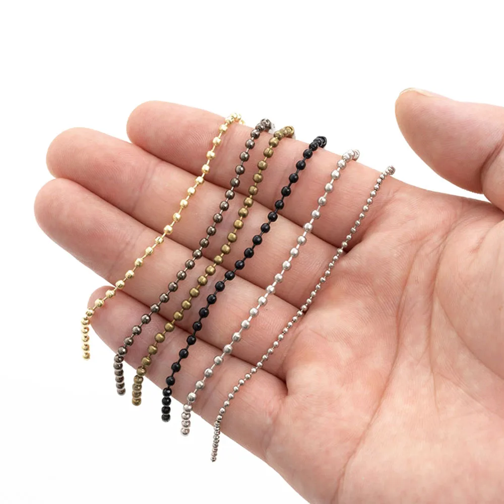 2.4mm 볼 체인 비드 체인 50 개/몫 10/12/15cm 길이는 열쇠 고리/열쇠 고리/인형/라벨 핸드 태그 커넥터에 적합 DIY 쥬얼리