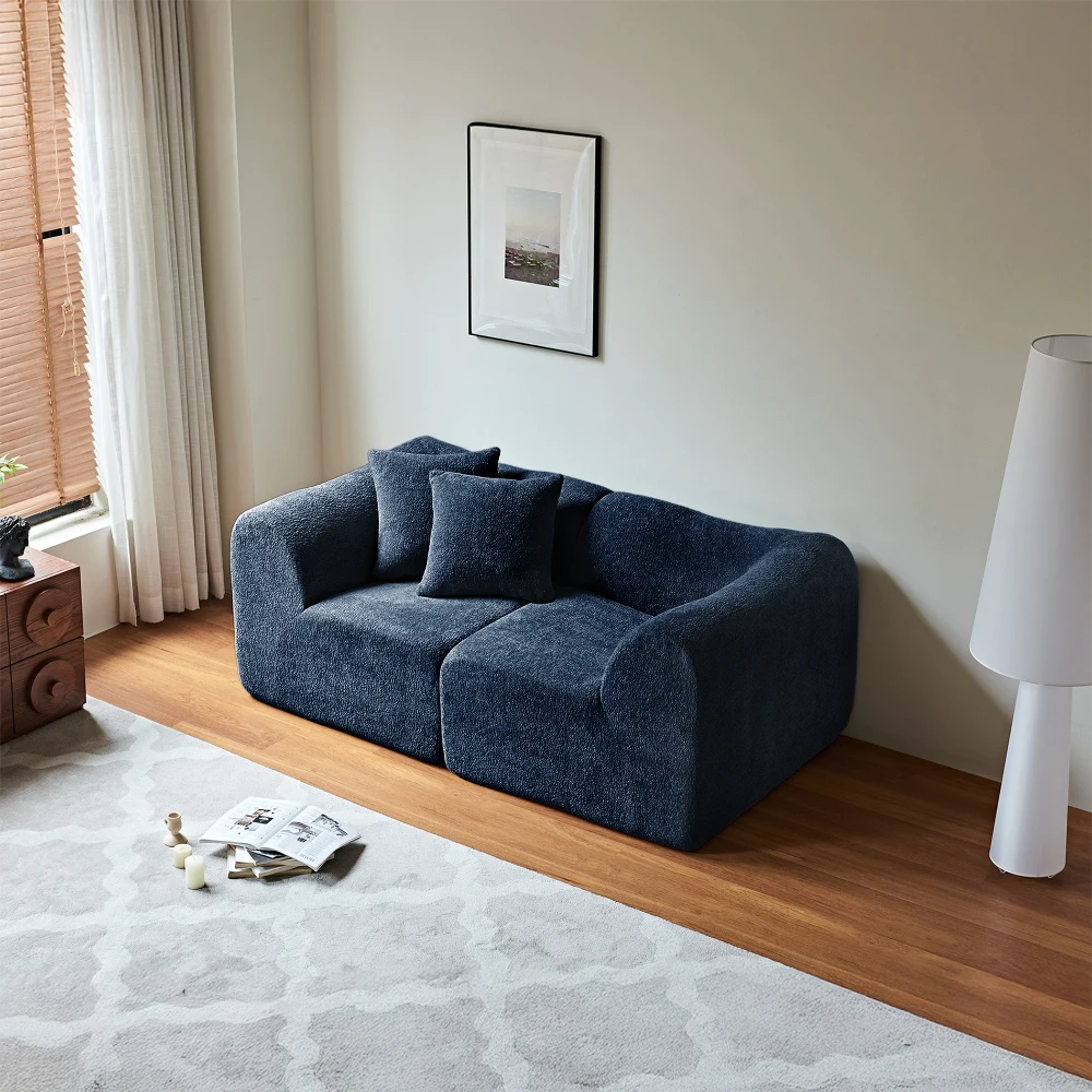 Modernes 2-Sitzer-Samtsofa mit Kissen – platzsparendes Loveseat für Wohnzimmer, Büro, Wohnung – weiches Kompressionsdesign – Detail 12