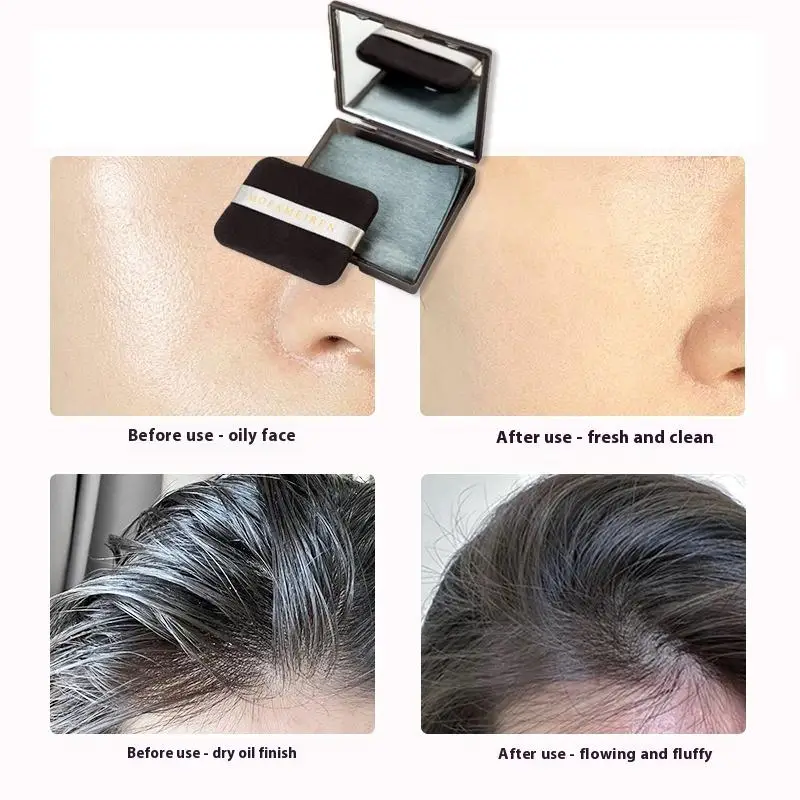 거울 케이스 퍼프가 포함된 100매 유분 흡수 종이 휴대용 블로팅 대나무 숯 차 종이 지성 피부용 메이크업