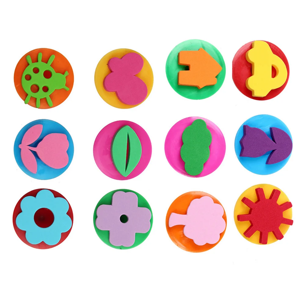 2 Set Funny Ink Stamp DIY Drawing Tools Kids Graffiti Stamper Roller Seal Toddler  Stamps Sponge