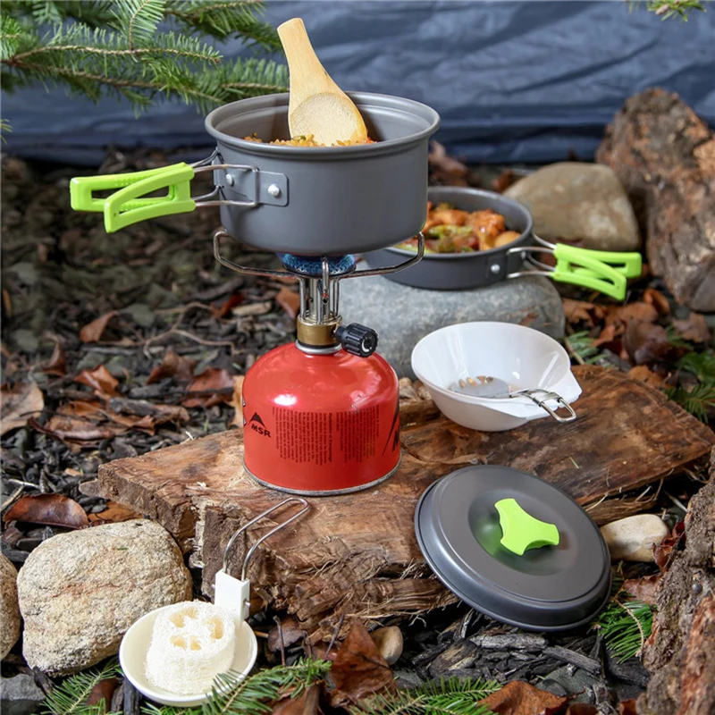 Camping Cookware Kit Nonstick Lightweight Backpacking Cooking Set Outdoor  Cook Gear Pot Pan Bowl for Family Hiking Picnic Travel - AliExpress