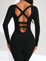 Women Yoga Jumpsuits Workout Long Sleeve Sport Jumpsuits
