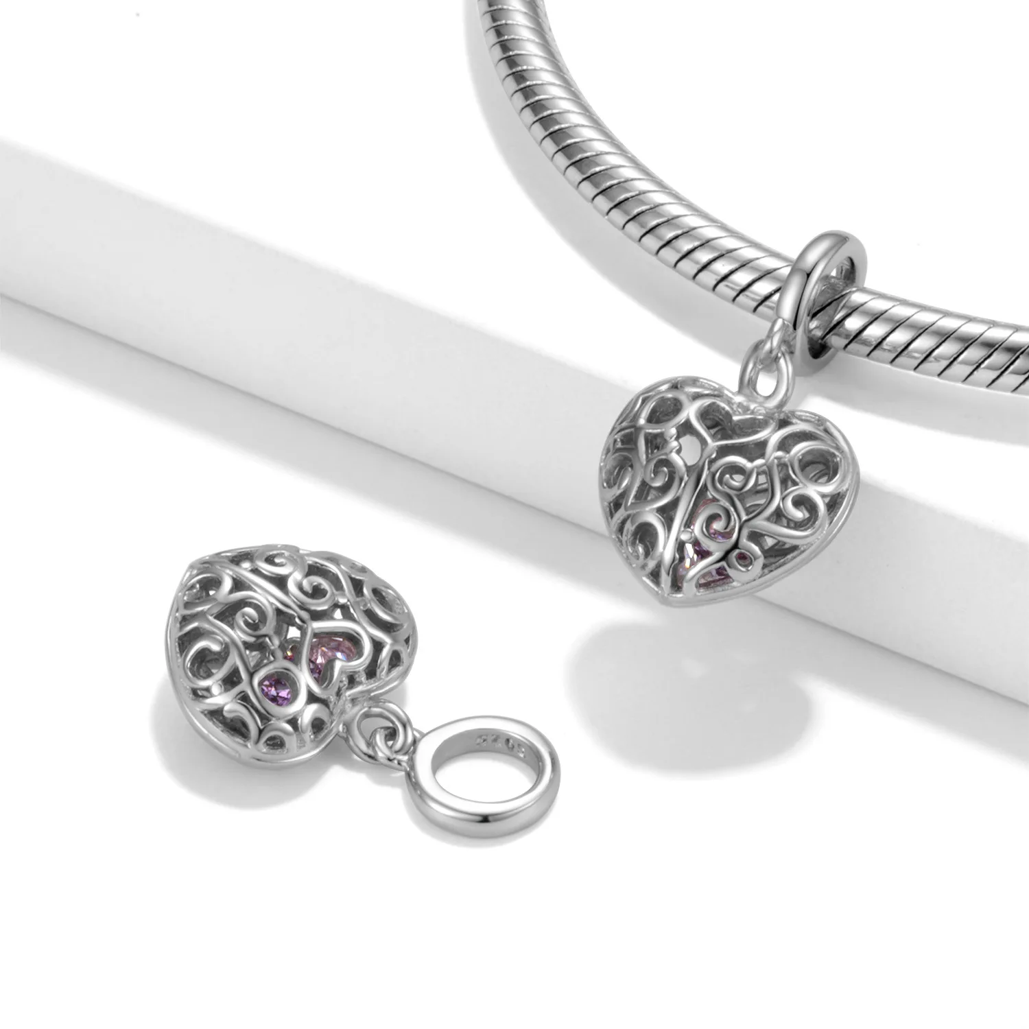 

Бусины в форме сердца для браслета из серебра 925 пробы