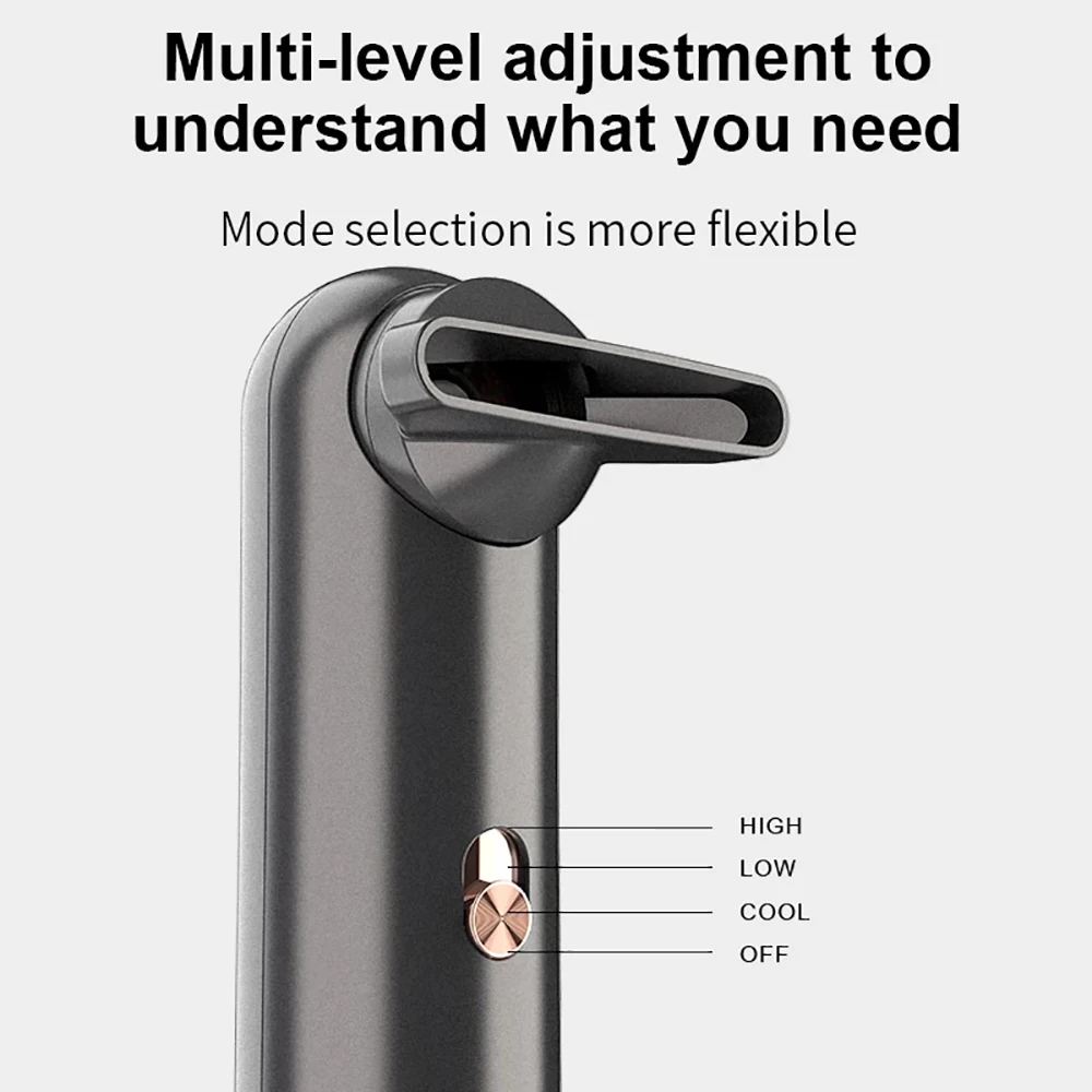 Portable Mini Leafless Hair Dryer Travel Blower 3 Gears Cool and Tot Wind Temperature Control Dry Quickly with Collecting Nozzle 3