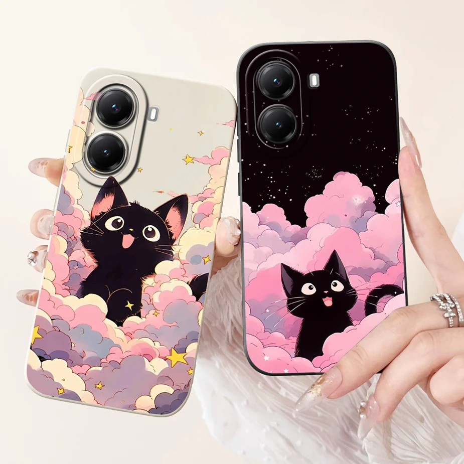 Cute Cat Grid Pattern Soft Silicone Phone Case Cover