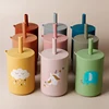 Baby Feeding Drinkware Straw Cup Baby Cartoon Learning Feeding Cup Food Grade Silicone Toddler Water Bottle Tableware BPA Free 2