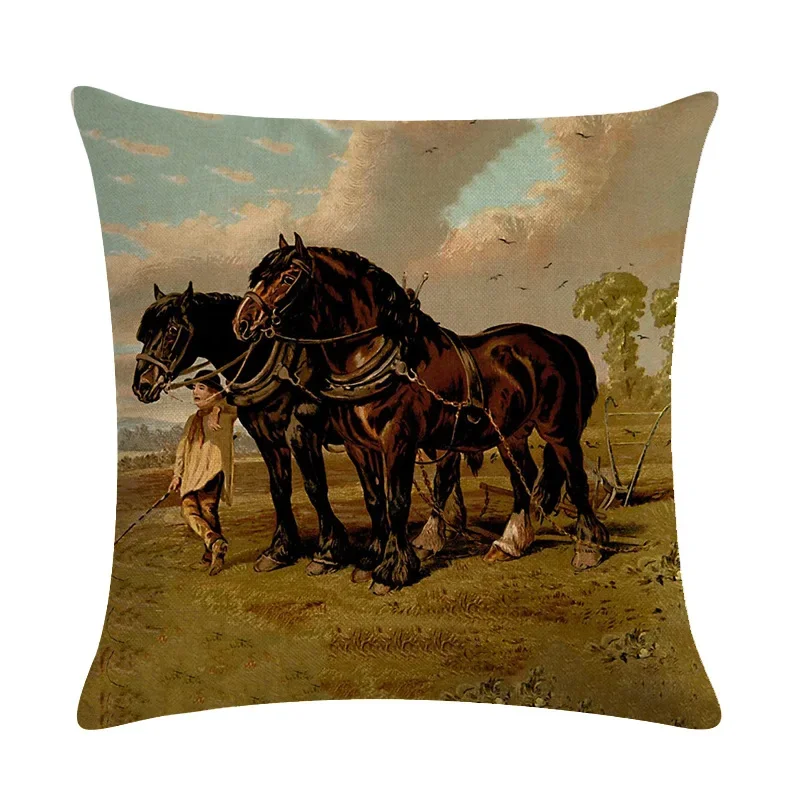 Federa Cuscino Wild West Rodeo 45x45 Cm - Cotone E Lino Con Cavallo E Volantini - 2