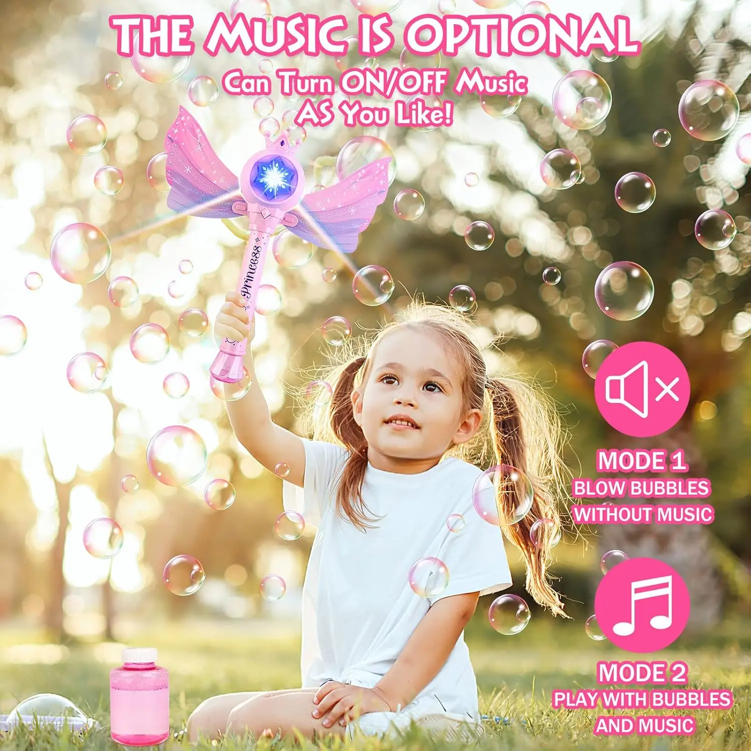 Children's Bubble Machine Glowing Princess Bubble Stick With Music_voghion.com
