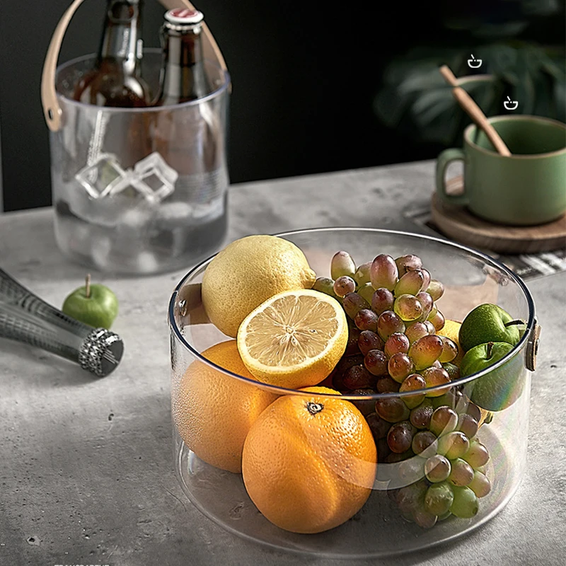 Ice Bucket Ossayi Ice Buckets Beer Wine Cooler with Handle Fruit Wash Storage Basket Party Supplies