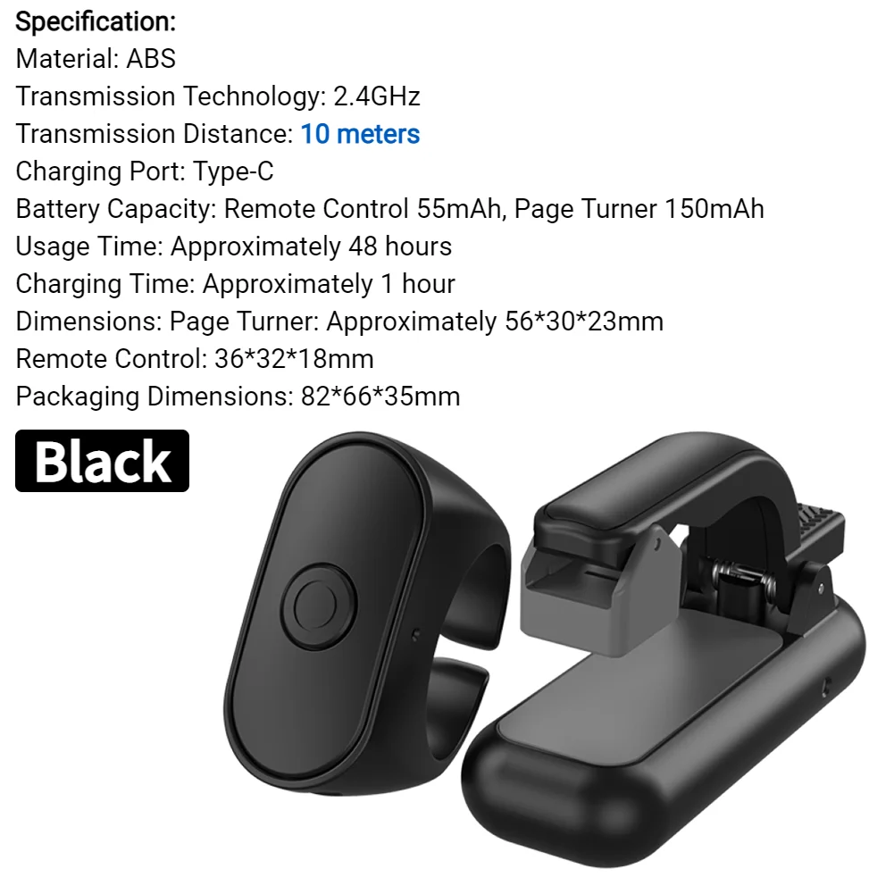Wireless RF Remote Control Page Turner for E-Readers and Social Media