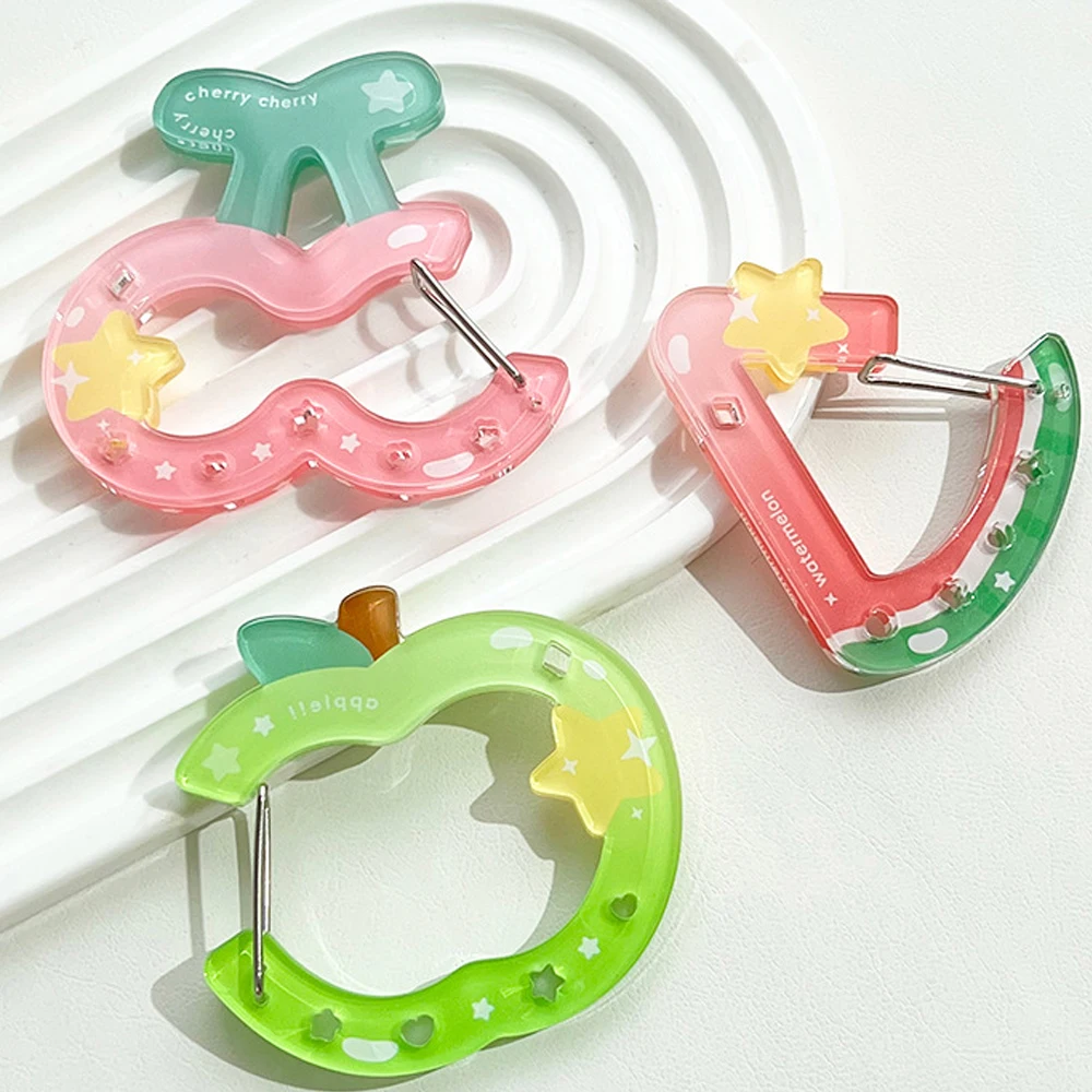 Ins Cute Acrylic Cartoon Keychain Fruit Shape Climbing Button Carabiner Bag Decorative Keychain Bag Pendant Hook Key Hanging
