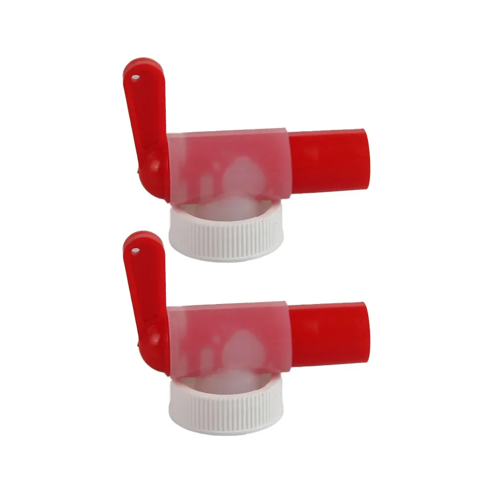 2-Pack DN61 Outlet Taps For 15-60L Tanks – Plastic Metering Faucet With Screw Lid, Leak-Proof Dispensing Valve, White & Red