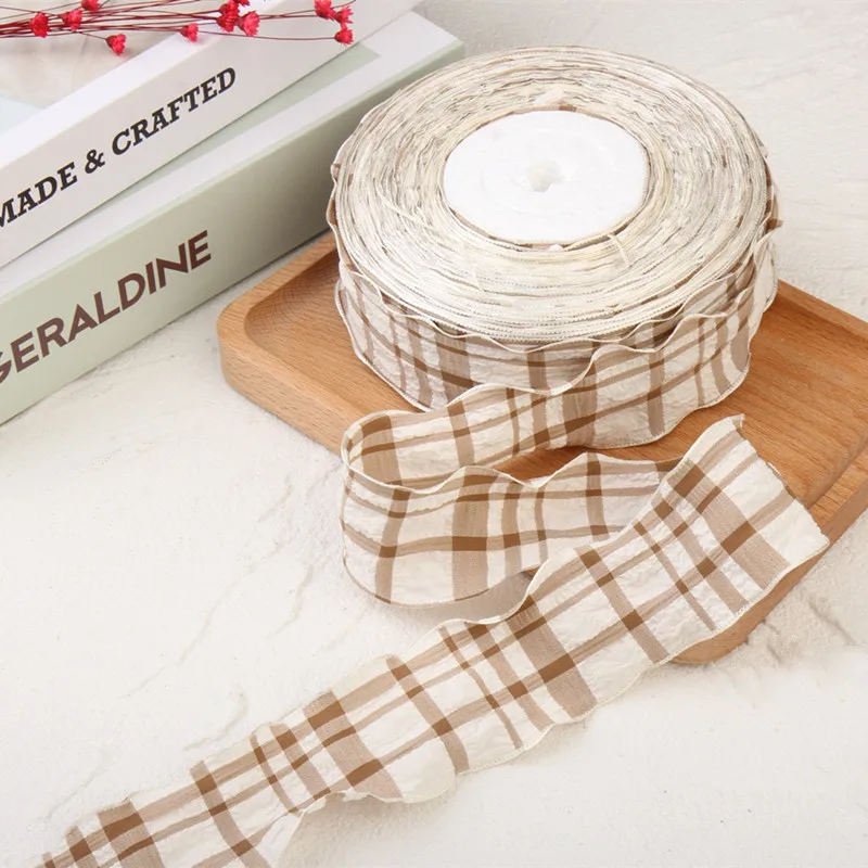Plaid Wavy Edge Lace Cotton Ribbon