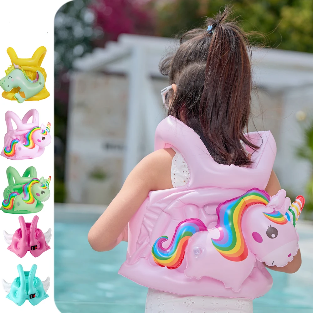 Cartoon Unicorn Inflatable Pool Swimming Ring for Baby Kids Swimsuit Buoyancy Vest Life Jacket Infant Float Pool Accessories Toy
