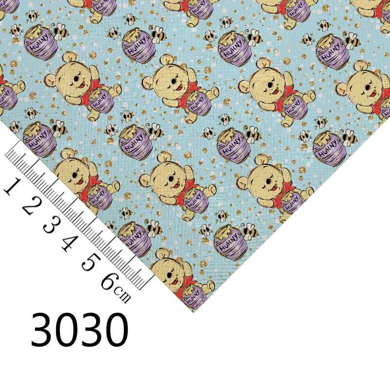 20*33cm DIY bow material A4 cartoon print vinyl synthetic faux synthetic winnie the pooh leather sheet 687 