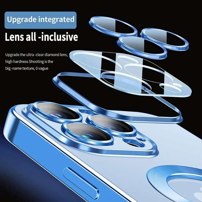 Luxury Magnetic Plating Soft Cover with Wireless Charging and Lens Protector