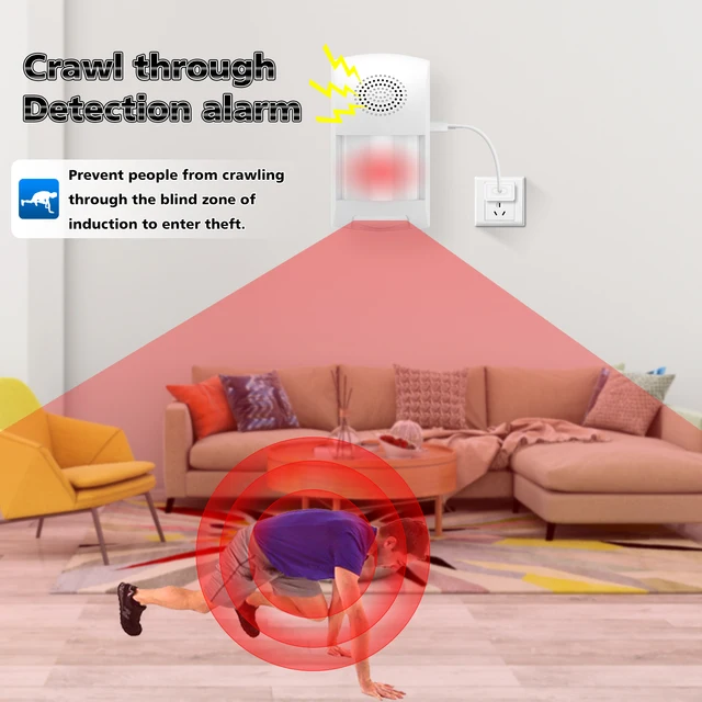 Wireless PIR Motion Sensor Alarm: WiFi Motion Detector Alarm with 100dB Siren, TUYA APP Control, Sound & Light Alarm 5