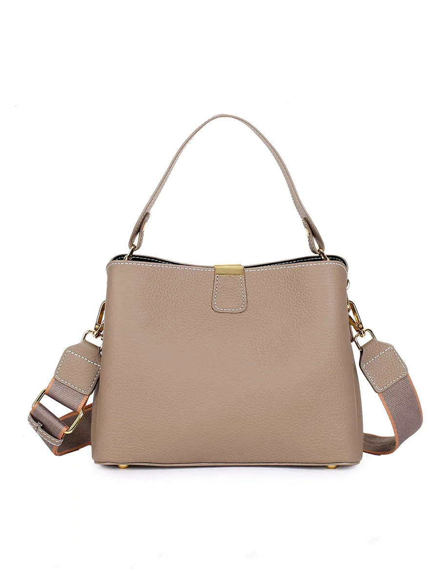 Genuine Leather Luxury 2023 Women's Bag Trend handbag bags for women Black BrownTote 3-layer high capacity Bucket  Crossbody