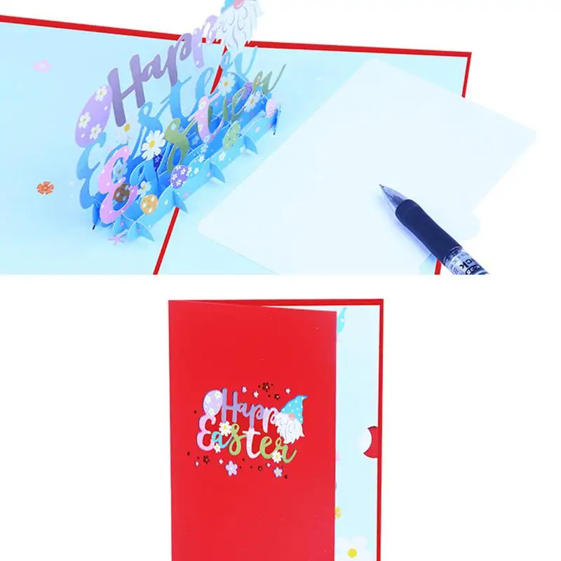 Bunny Easter Cards 3D Greeting Card Pop Up Bunny Easter Cards Color-Printed Holiday Cards Happy Easter Note Cards With Envelopes