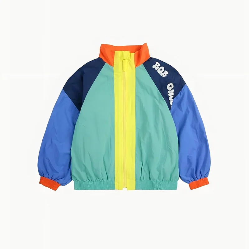 INS 2025 Spring/Summer Children's Set Color Blocked Sports Set Boys' Jacket Pants Fashion Green Striped Shirt Baby Girls Clothes 3