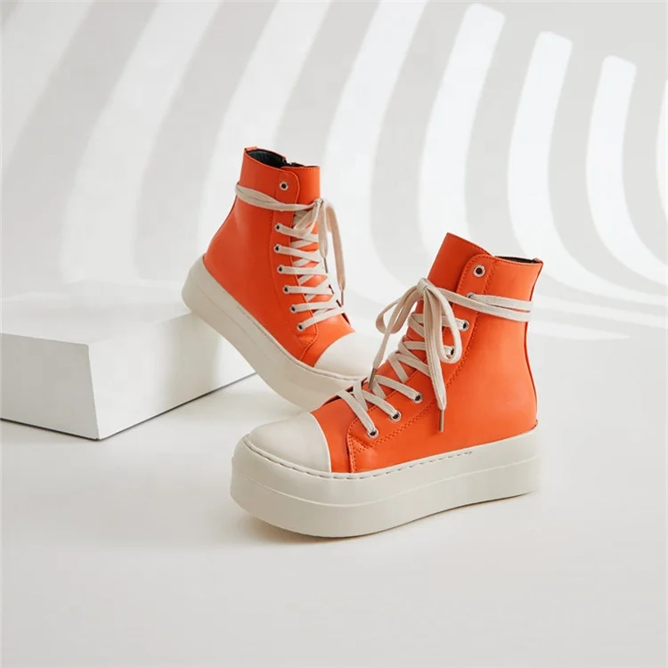 Thick Leather Sneakers Luxury Design Shoes women Casual Autumn Winter Boots