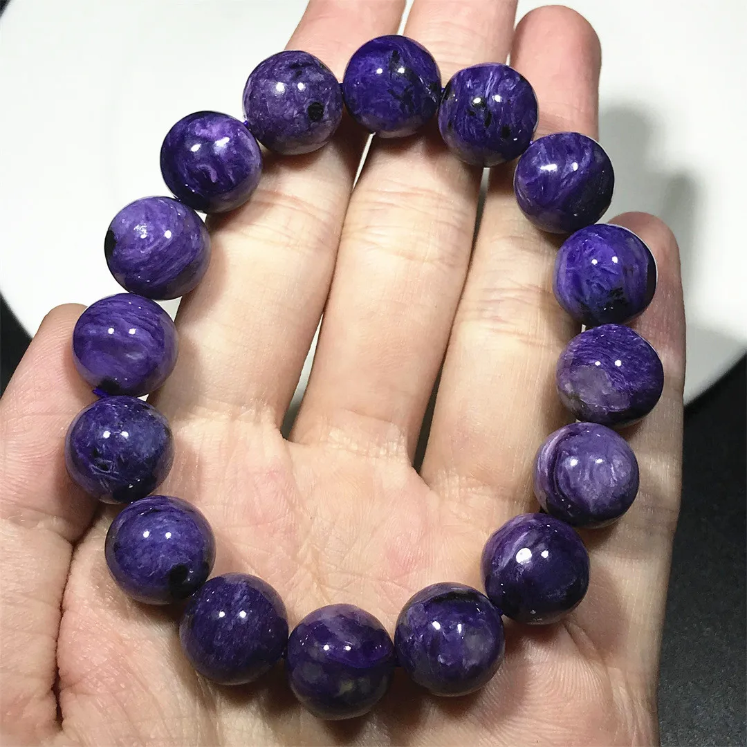 

13mm Natural Purple Charoite Stone Bracelet Jewelry For Women Men Healing Love Gift Crystal Round Beads Gemstone Strands AAAAA