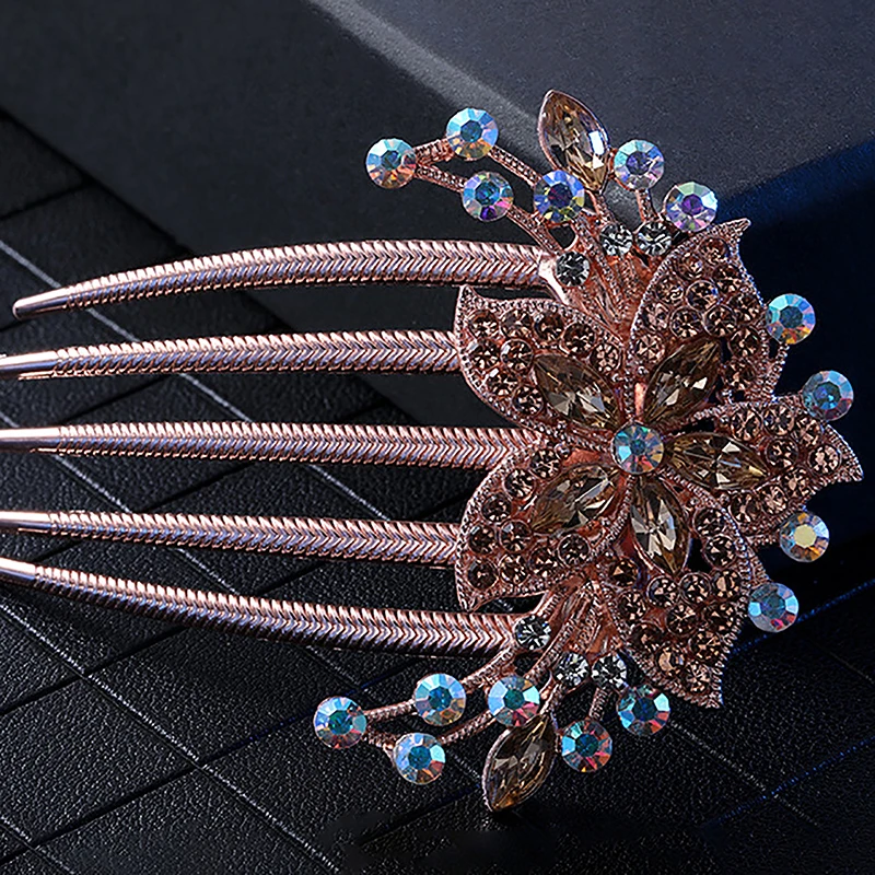 Vintage Kristall Blume Haar Clips Koreanischen Stil Mode Perle Strass Haar Kämme Glänzende Haarnadeln Für Frauen Haar Zubehör – Detail 8