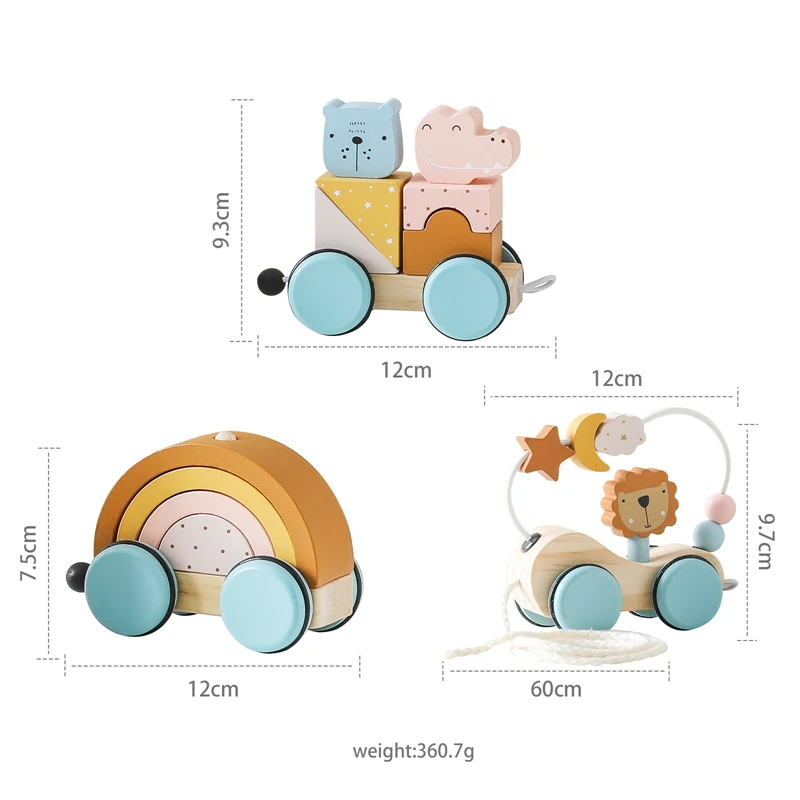 어린이 몬테소리 나무 기차 장난감,  교육 장난감, 나무 무지개 블록 트롤리,  학습 장난감,  생일 선물