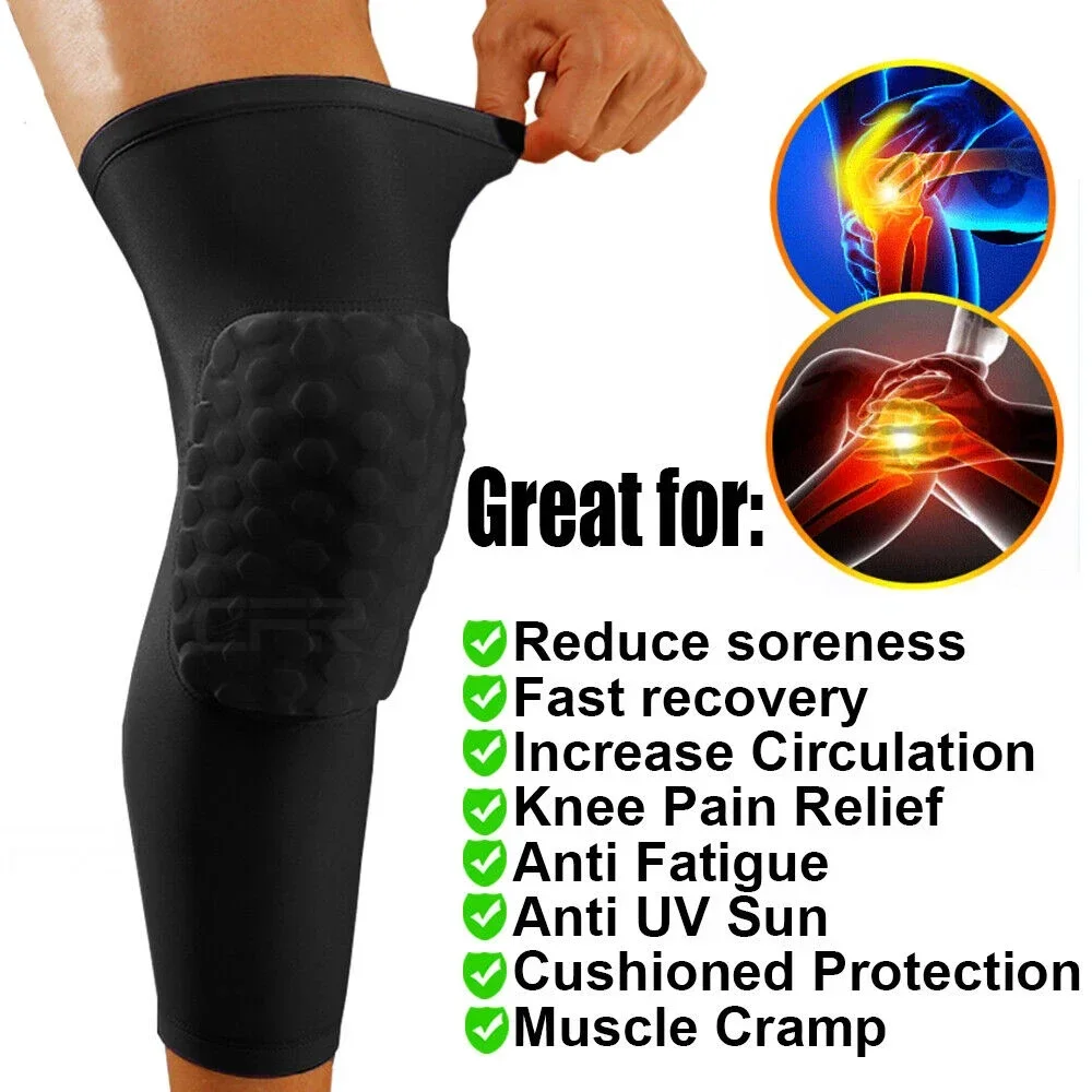 Sports Compression Knee Pads Basketball Honeycomb Kneepads Leg Sleeves  Collision Avoidance - Volleyball Football Cycling Running