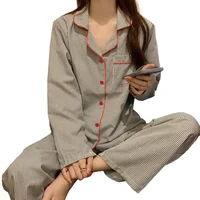 Pajamas Women Long Sleeve Trousers Summer Grey Cardigan Striped Sleepwear Loungewear Two Piece Set Ladies Nightwear Homewear - Image 6