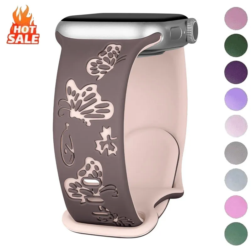 Charming Carved Butterfly Soft Silicone Watch Strap