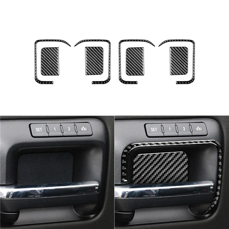 

8Pcs Car Interior Door Handle Frame Carbon Fiber Trim Sticker For Chevrolet Silverado 1500/GMC Sierra 1500 2014-2018 Accessories