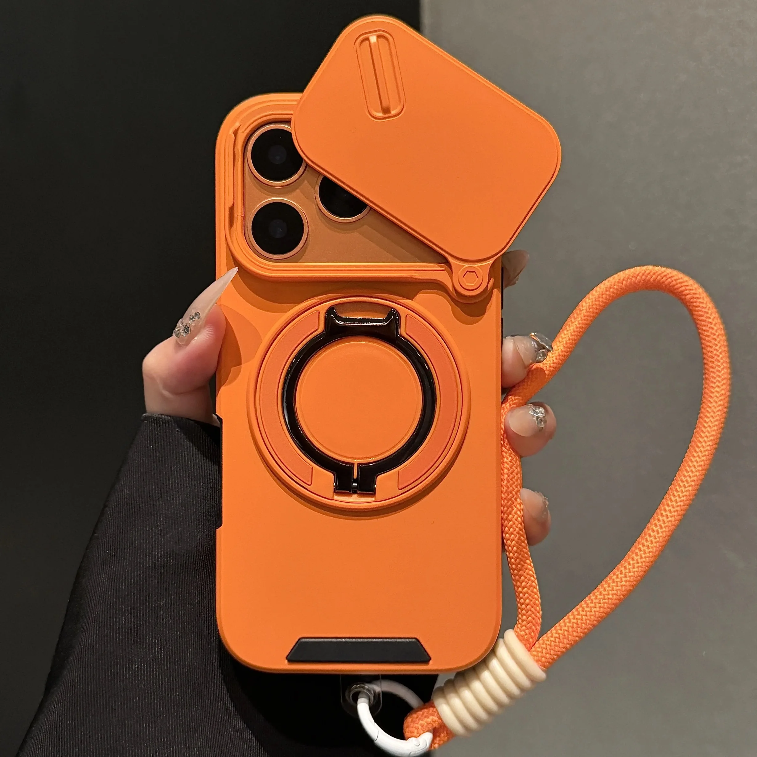 Shockproof Armor Case with Lanyard and Slide Camera Cover