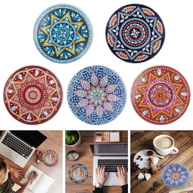 GATYZTORY 8pc/sets Ocean Series Diamond Painting Coaster Set Rhinestones  Table Placemat with Rack for Home Decor Kitchen Accesso - AliExpress