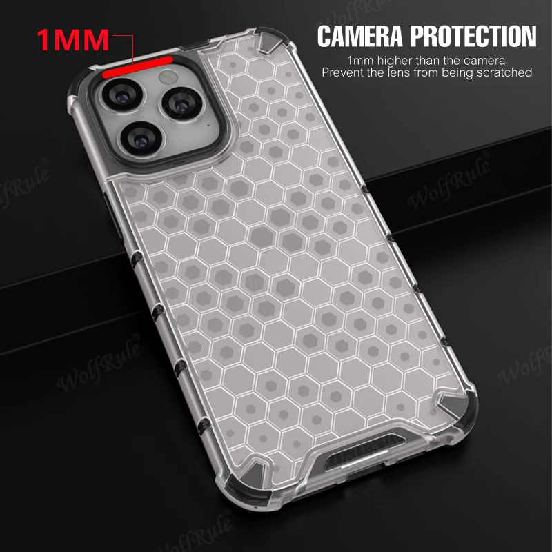 Honeycomb Clear Stødsikkert Etui Til Hybrid TPU Transparent Armor Cover iPhone 7 8 Plus 11 12 13 14 15 Pro Max_voghion.com