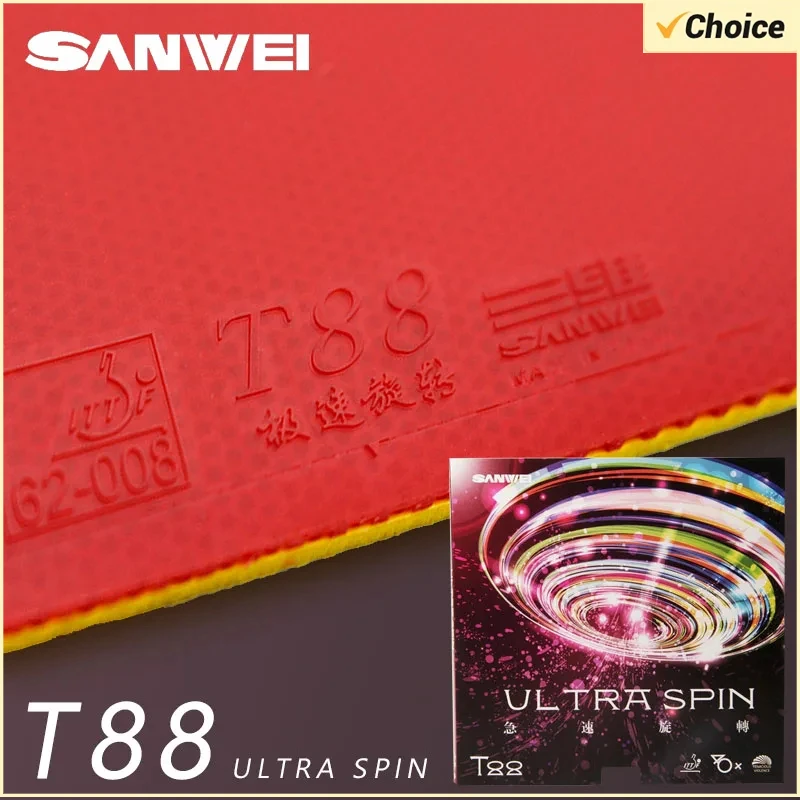 SANWEI T88 울트라 스핀 탁구 고무, 반 점착성 컨트롤 루프 탁구 고무, 고탄성 스폰지 선택